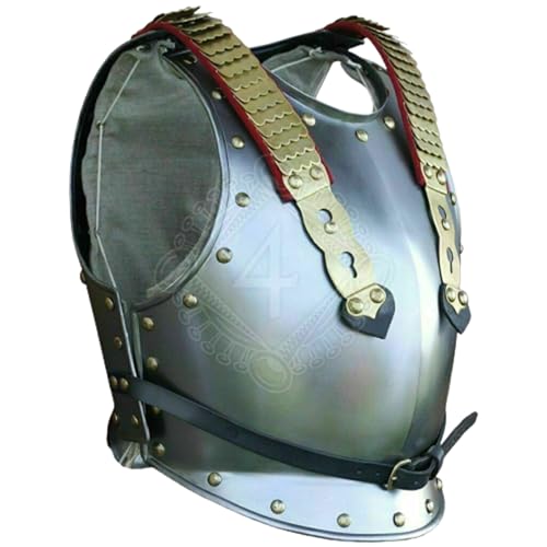 Mittelalterliche römische Brustpanzer Kreuzritter tragbar Stahl Brustplatte Ritter Kürass LARP Krieger Brustpanzer Rüstung Brustschutz Cosplay Kostüm Halloween von Generic