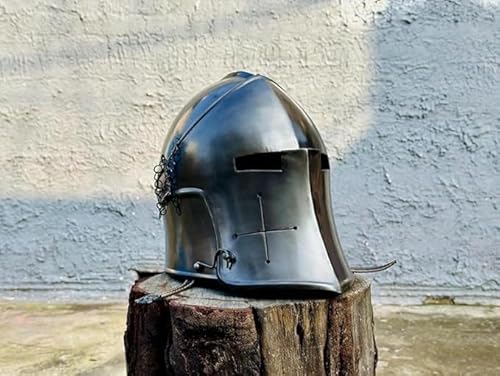 Mittelalterlicher Barbute-Helm, Rollenspiel, Ritter, tragbarer Stahlhelm, 18 Gauge, Stahl von Generic