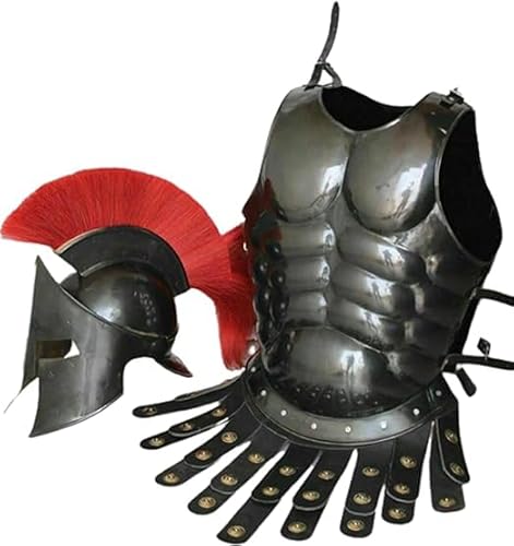 Mittelalterlicher Brustpanzerhelm, Kreuzritter Leonidas, Spartaner, tragbar, Eisenstahl, Brustplatte, Ritter, Kürass, LARP, Krieger, Brustplatte, Cosplay-Kostüm von Generic