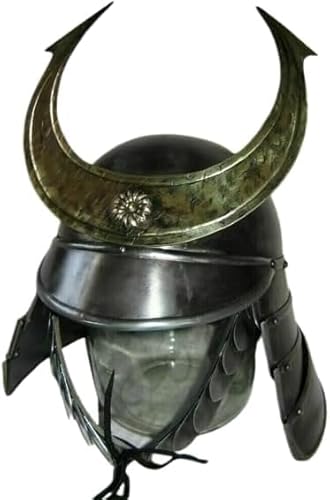 Mittelalterlicher Samurai-Helm, 18 Gauge Stahlritter LARP Rüstung mit Futter, silber, Medium von Generic