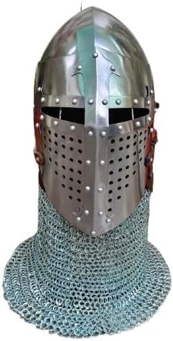 Mittelalterlicher Wikinger-Kettennetz-Helm, Bascinet-Hemet, Barbate-Kettennetz-Helm, bestes Geschenk von Generic