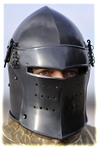 Mittelalterlicher schwarzer Visierte Barbute Helm Europäischer Tempelhelm Ritter Krieger LARP Helm Kreuzritter Barbute Rollenspiele Kostüm von Generic