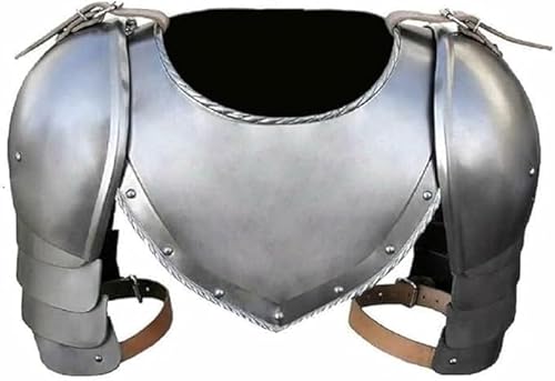 Mittelalterliches Gorget-Set mit Schulterschutz, 18 g, Baustahl, Ritterkrieger, Rüstung, tragbar, für Renaissance-Rüstung für Erwachsene von Generic