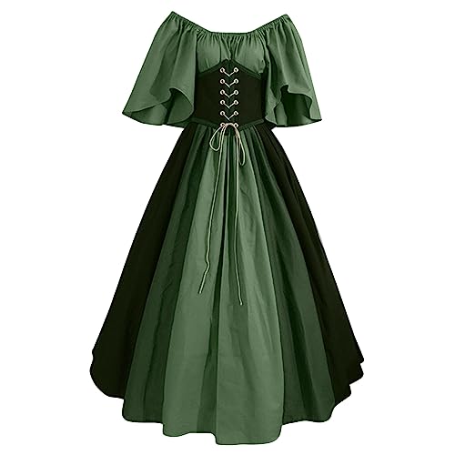 Mittelalterliches Kleidung Damen, Renaissance Halloween Kostüm Hexenkleid Vintage Viktorianische Maxikleid Maskerade Karneval Kostüm Für Halloween Karneval Kostüm von Generic