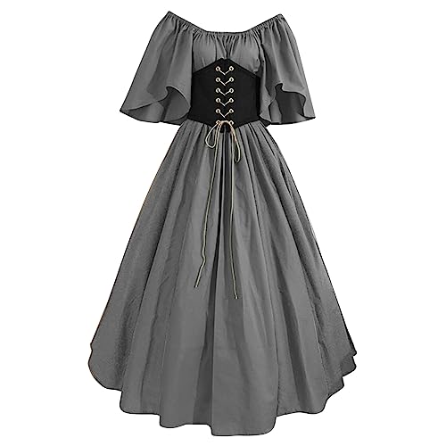 Mittelalterliches Kleidung Damen, Renaissance Halloween Kostüm Hexenkleid Vintage Viktorianische Maxikleid Maskerade Karneval Kostüm Für Halloween Karneval Kostüm von Generic