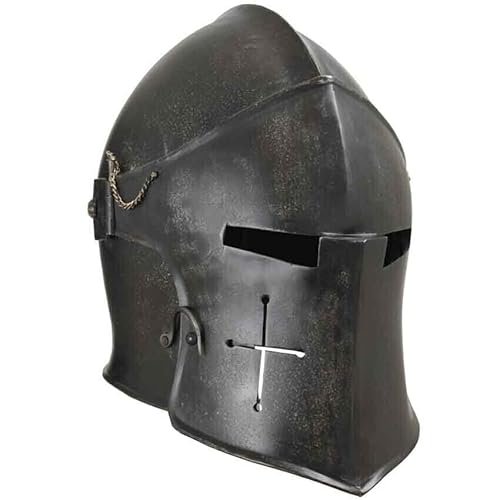 Mittelalterliches schwarzes Visier Barbute Helm Europäischer Templer Kreuzhelm Ritter Krieger LARP Helm Kreuzritter Barbute Rollenspiele Kostüm von Generic