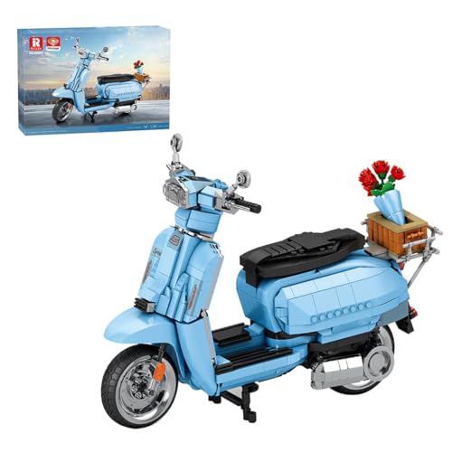 Motorräder Modell-Bausteine-Set, Technikfahrzeug, Scooter Bausteine, Kollektionsset mit künstlerischem Design,1169-teilig (Blue), für Jugendliche und Erwachsene von Generic