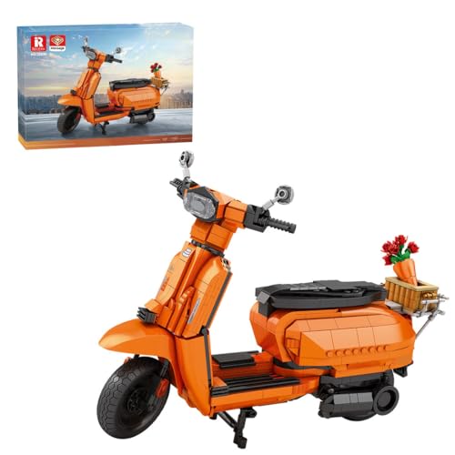 Motorräder Modell-Bausteine-Set, Technikfahrzeug, Scooter Bausteine, Kollektionsset mit künstlerischem Design,1169-teilig (Orange), für Jugendliche und Erwachsene von Generic