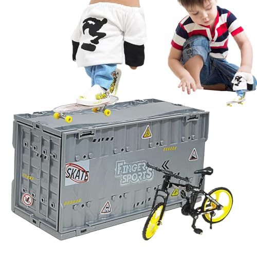 Multifunktionales Containerspielzeug – Skateboard mit Griffbrett, Park-Set | Skateboard-Fingerspielzeug, Zubehör für oder Mädchen, Skateboard-Training mit Touch-Taste, von Generic