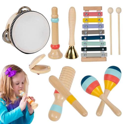 Musikinstrumente für Kleinkinder, Schlaginstrumente aus , Musik-Set für frühe Bildung, 8 x Schlaginstrumente, Holzspielzeug, Musikspielzeug zum Lernen von Generic