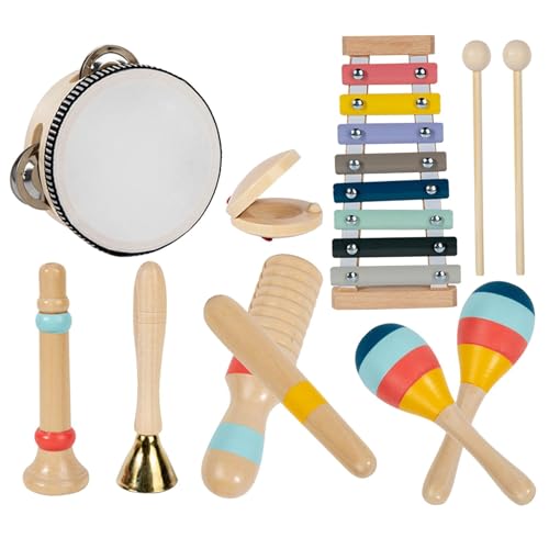 Musikinstrumente für Kleinkinder, Schlaginstrumente aus Holz,8X pädagogisches Musikspielzeug-Set für Vorschulkinder - Schlaginstrumente für Kinder, Holzspielzeug für Kinder von Generic