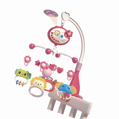 Musikspielzeug Zum Aufhängen Am Kinderbett, Niedliches Rotierendes Musikspielzeug Im Cartoon-Stil, Beruhigend und Amüsant für das Kinderbett Im Kinderwagen (PINK) von Generic