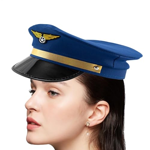 Navy Captain Hut - Halloween Kostümkappe | Pilot Captain Hats für Männer | Adult Navy Captain Airline Hüte verstellbar für Männer Frauen für Halloween -Kostümzubehör von Generic