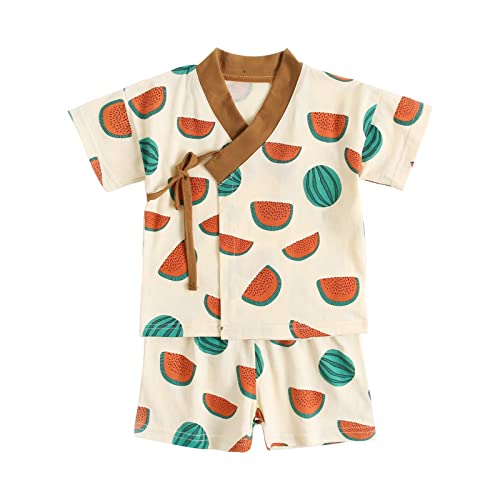 Neugeborenes Baby, und, Obstdruck, Frühling, Sommer, Kurzarm, japanisches Outfit, Kostüm im japanischen Stil Baby Kleidung Neugeborene (Green, 3-4 Years) von Generic