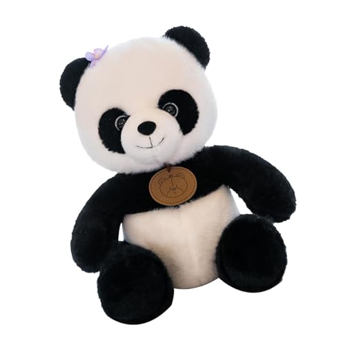 Niedliche Panda-Plüschtiere, Pandabär-Plüschtier, Plüschpuppe mit niedlichem Körper und violetter Blume, super weich, handgefertigt, für Kinder für Kindergarten und Bett von Generic