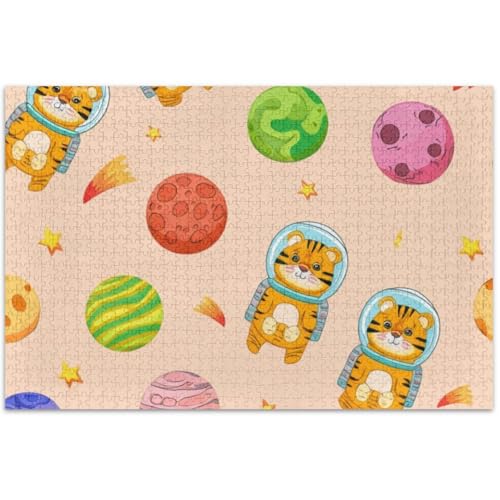Niedliches Cartoon-Tiger-Astronauten-Puzzle, 500 Teile, Erwachsene, Familienspielzeug, Kunstwerk, schwieriges Puzzle, Freunde, Familienspiel, Geschenke, 50,5 x 37,8 cm Niedliches Cartoon-Tiger-Astronauten-Puzzle, 500 Teile, Erwachsene, Familienspielzeug, Kunstwerk, schwieriges Puzzle, Freunde, Familienspiel, Geschenke, 50,5 x 37,8 cm von Generic