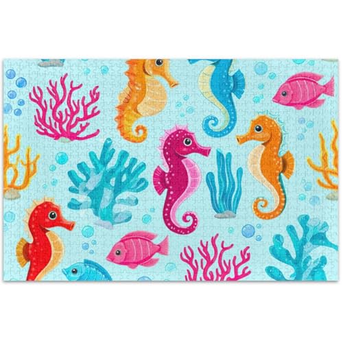 Niedliches Seepferdchen-Puzzle für Erwachsene, 500 Teile, Tier-Blumen-Kunst-Puzzle, Herbst-Szene, Familien-Puzzle, Liebhaber, Geschenke, 500 x 37 cm Niedliches Seepferdchen-Puzzle für Erwachsene, 500 Teile, Tier-Blumen-Kunst-Puzzle, Herbst-Szene, Familien-Puzzle, Liebhaber, Geschenke, 500 x 37 cm von Generic