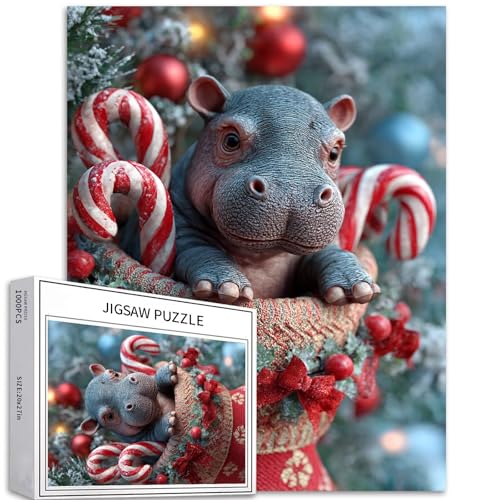 Nilpferd im Weihnachtsstrumpf 1000 Teile Puzzle für Erwachsene, Weihnachtsdekoration, Kunst-Puzzle, herausfordernde Familienaktivitäten, buntes Bastelpuzzle für Heimdekoration, Geschenke, 50,8 x 68,6 Nilpferd im Weihnachtsstrumpf 1000 Teile Puzzle für Erwachsene, Weihnachtsdekoration, Kunst-Puzzle, herausfordernde Familienaktivitäten, buntes Bastelpuzzle für Heimdekoration, Geschenke, 50,8 x 68,6 von Generic