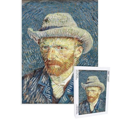 Nine Looms Wooden Jigsaw Puzzles 1000 Pieces Van Gogh Famous Paintings Self Portrait with Hat Portrait in Pointillism Gifts Decorative Painting Puzzles Activity Puzzles for Family Games (1000PCS) von Generic