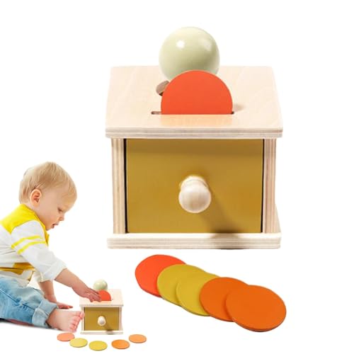 Objekt Beständigkeit Box - Baby Fine Motor Skills Entwicklungsspiel | Holzmünzen- und Ball Drop-Schubladenbox, Spielzeug für Hand-Auge-Koordination, frühes Lernen, sensorisches Spiel für 1- von Generic