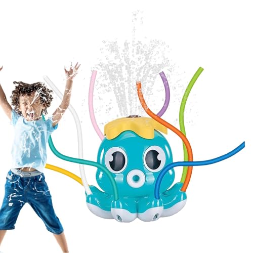 Oktopus-Wassersprühsprinkler – Outdoor-Sprinkler für Kinder, Oktopus-Sprinkler-Spielzeug | Oktopus-Wasserspielzeug mit 8 Wackelröhren, Hinterhof-Rasenbadsprinkler-Spielzeug für und Mädchen von Generic