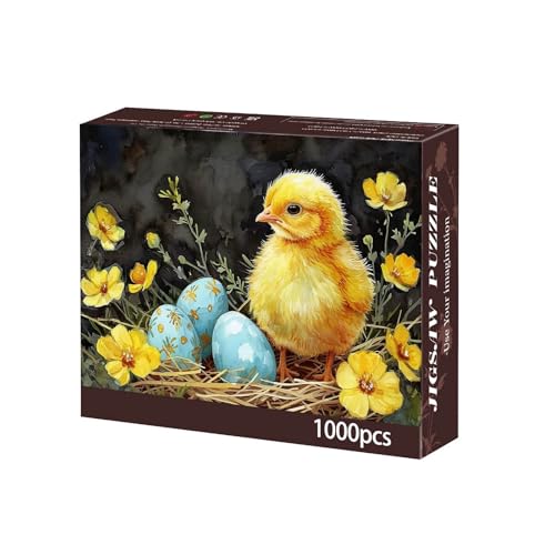 Osterente Puzzle 1000 Teile, 70x50 cm, Kinderpuzzle, Süßes Ente, Klassische Puzzles, Easter Jigsaw Puzzle für Erwachsene und Kinder ab 14 Jahre, Osterpuzzle, Osterdeko, Ostern Deko, Entedeko (A) von Generic