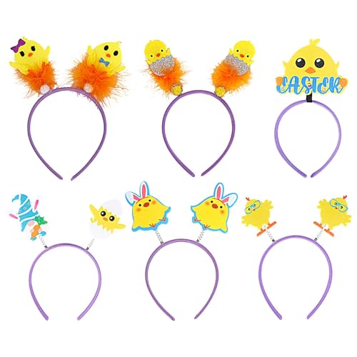 Osterhasen-Huhn-Stirnband-Set, 6 x niedliche Haarreifen | Farbenfroher Kostüm-Haarschmuck für Ostern, perfekt für Osterpartys, Fotos und besondere Anlässe für Frauen und Mädchen. Osterohren von Generic