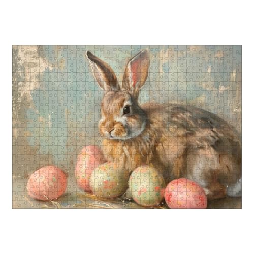 Osterhasen Puzzle 1000 Teile, 70x50 cm, Kinderpuzzle, Süßes Kaninchen, Klassische Puzzles, Easter Jigsaw Puzzle für Erwachsene und Kinder ab 14 Jahre, Osterdeko, Ostern Deko (A) von Generic