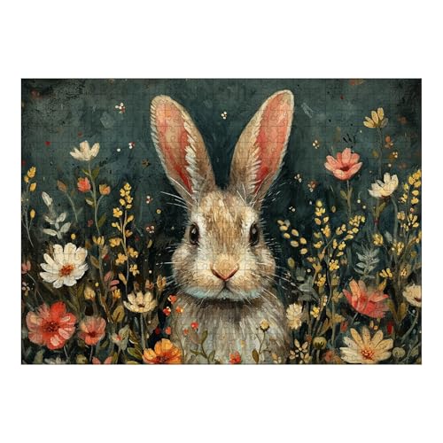 Osterhasen Puzzle 1000 Teile, 70x50 cm, Kinderpuzzle, Süßes Kaninchen, Klassische Puzzles, Easter Jigsaw Puzzle für Erwachsene und Kinder ab 14 Jahre, Osterdeko, Ostern Deko (F) von Generic