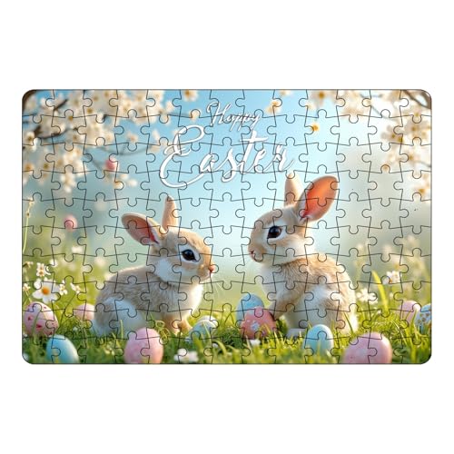 Osterhasen Puzzle für Kinder ab 3 Jahre, 130 Teile, mit Nummeriert, 21x30 cm, Kinderpuzzle, Geeignet für Anfänger, Süßes Kaninchen, Osterdeko, Ostern Deko, Happy Easter (B) von Generic