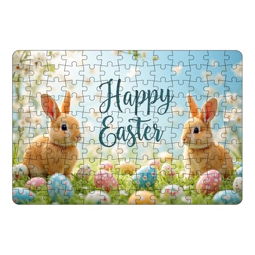 Osterhasen Puzzle für Kinder ab 3 Jahre, 130 Teile, mit Nummeriert, 21x30 cm, Kinderpuzzle, Geeignet für Anfänger, Süßes Kaninchen, Osterdeko, Ostern Deko, Happy Easter (C) von Generic