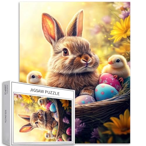 Osterhasen-Puzzles für Erwachsene, Ostereier-Puzzle, bunt, DIY-Handarbeit, Puzzles für Heimdekoration, Geschenke, Familienpuzzle, perfekt für Spieleabende, 68 x 50 cm, 1000 Teile von Generic