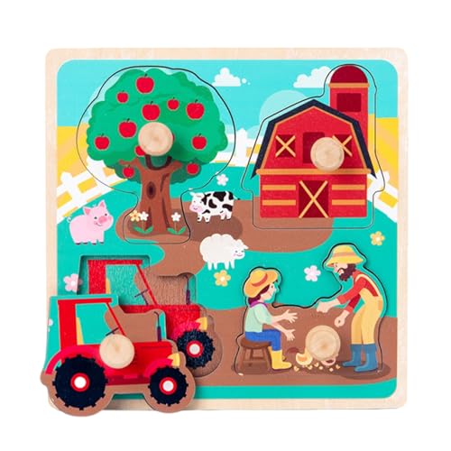 Pädagogisches Holz-Form-Zuordnungs-Puzzle-Spielzeug, Lernaktivität für Kleinkinder und Kinder, gehirnförderndes Formsortierspiel, ideal für die frühe Entwicklung und Feinmotorik (B, 14.8x14.8x1.9cm) von Generic