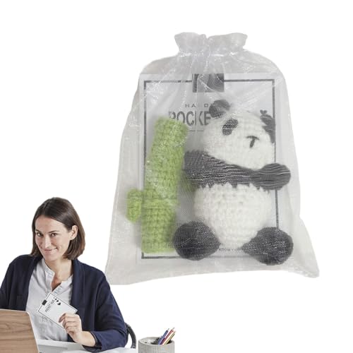 Panda Häkeltier,Häkelpanda,Kuscheltiere Plüsch Panda - Handgefertigter gehäkelter Panda-Plüsch mit Grußkarte und Organza-Paket für Partydekoration mit Tiermotiven, Babys, Kleinkinder, Mädchen und von Generic