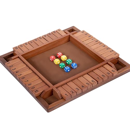 Partyspiele für Erwachsene - Shut The Box Würfelspiel | Brettspiele für Kinder aus Holz | Brettwürfelspiele für Erwachsene und Kinder, Familienklassiker für 2–4 Spieler, Tabletop-Versionsspiele von Generic