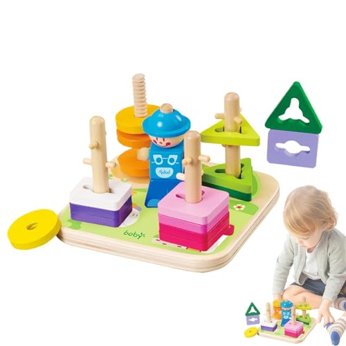 Passender Puzzle-Stacker – -passende Bausteine-Spielzeug-Set, Holzform, passendes Spielzeug, Glatte Kanten, Lernspielzeug, Bausteine, Kinderspielzeug, Zuhause, Kindergarten von Generic