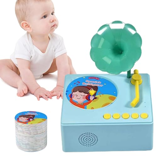 Phonograph-Spielzeug für Kinder – frühes Lernen, Geschichtenerzählen, Phonograph mit 96 Karten – pädagogische Spieluhr, Phonograph für Kinder, , Mädchen, 3–6 Jahre alt von Generic