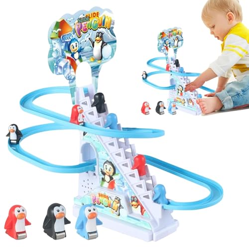 Pinguin-Achterbahn - Kinderspaß beim Spielen, Tierspurspielzeug | Pinguin Go Racer Track Spielzeug, Pinguin-Rutschspielset, Verspieltes Achterbahn-Spielset, Rutschen-Achterbahn-Spielzeug von Generic