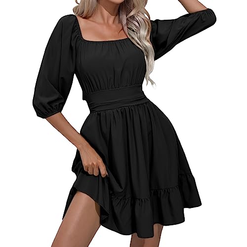 Piraten Kostüm Frauen Kleider, Festlich Karneval Kostüm Damen Pirat Partykleid, Jumpsuit Damen Elegant Für Hochzeit Kurz, Einfarbig EIN-Schulter Rüschenkleid Boho Kleid Piraten Outfit Für Themenparty von Generic