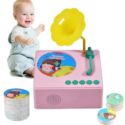 Plattenspieler-Spielzeug - Plattenspieler-Spielzeug, sensorischer Phonograph mit 96 Karten, pädagogische Spieluhr für , Mädchen und Kinder im Alter von 3–6 Jahren von Generic