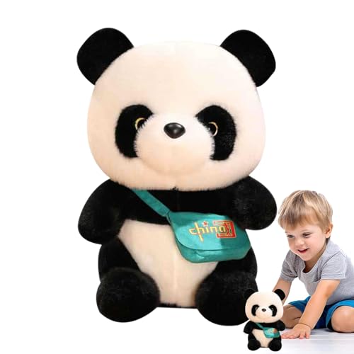 Plüsch-Panda,Panda-Stofftier - Süßer Panda mit Tasche | Schlafender Begleiter, Tierpuppe, Tischdekoration für Zuhause, Wohnzimmer, Schlafzimmer von Generic