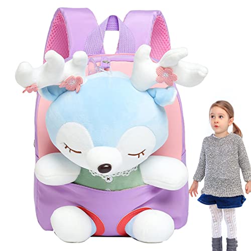 Plüschtier-Rucksack – Plüschtier-Rucksack, Kleinkind-Rucksack Mit Abnehmbarer Rentierpuppe | Kleine Tier-Schultasche, Snack-Reisetasche, Kinder-Umhängetasche von Generic