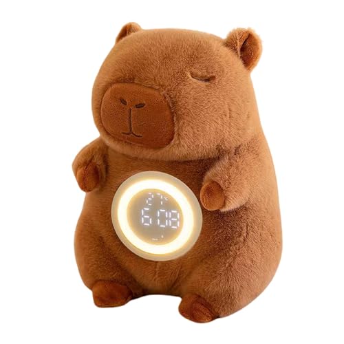 Plüschtier-Wecker,Plüsch-Wecker - Nachttischlampe Capybara,Digitales Weckerlicht für Schlafzimmer, Tier-Nachtlicht, kleine Nachttischuhr für Kinder, Mädchen, von Generic