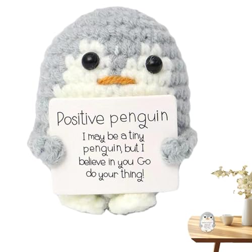 Pocket Hug Positiver Pinguin, Handarbeit, 6,5 cm, Stricktaschenpinguin, Mini-Plüschfiguren, Umarmung, Häkel-Pinguin mit Karte, emotionale Unterstützung für Familie, Freunde, Geschenke von Generic