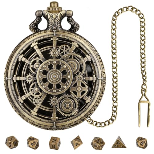 Pocket Watch Dice - Vintage Dice Pocket Watch, Würfel Retro -Brettspiel | Polyudalwürfel Set Für Tischspiele, Vintage -Metallwürfel, Kleine Rollenspielwürfel von Generic