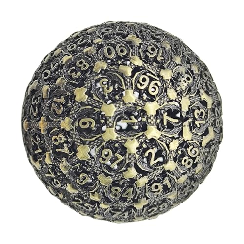 Polyedrische Metallwürfel, D100 – 50 mm, mehrere Seiten, Velours, hochpräzise Rollenspieltasche, Dungeons Würfelspiel, Rpgs Würfelsammler, Samttasche für Unterhaltungswerkzeug von Generic