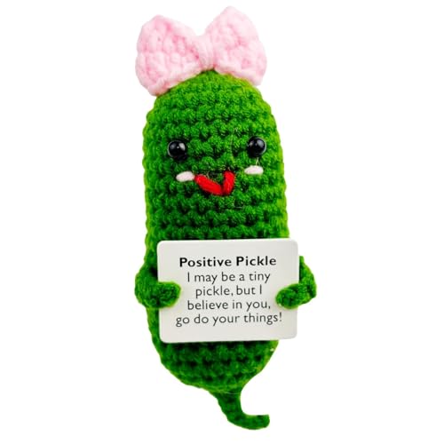 Positive Gurke, lustige gehäkelte positive Salzgurke gestrickte Puppe – süße Ornament gehäkelte Gurke gestrickte Plüschpuppe für Frauen, , Mädchen von Generic