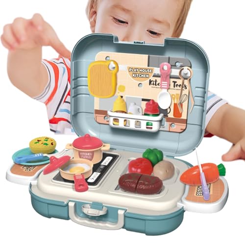 Pretend Kitchen Food Toy,Pretend Play Kitchen Toys,Reisekoffer Kinder Kochen Rollenset | Pädagogisches Küchen-Spielset für und Mädchen ab 3 Jahren für Zusammenkünfte, Wohnzimmer von Generic