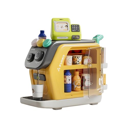 Pretend Play Coffee Machine Toys – Supermarkt und Lebensmittelgeschäft, Pretend Coffee Machine – Kinderspielset, Supermarkt, Kaffeemaschine und G von Generic