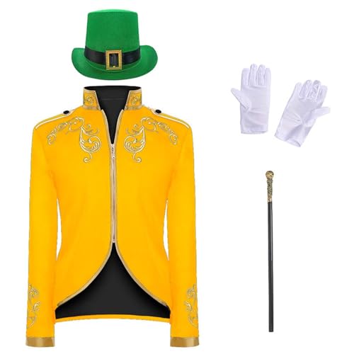 Prinz Kostüm Herren Set - Mode Steampunk Herren Mantel Inkl. Hut & Zepter & Handschuhe 4-teiliges Gothic Jacke Blazer Halloween Mottoparty Karneval Fasching Cosplay Prinz Kostüm Herren Set - Mode Steampunk Herren Mantel Inkl. Hut & Zepter & Handschuhe 4-teiliges Gothic Jacke Blazer Halloween Mottoparty Karneval Fasching Cosplay von Generic